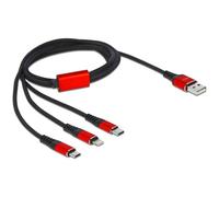 DeLock câble USB 86709 1 m USB 2.0 USB-A vers USB-C/Lightning Noir/Rouge