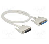 DeLOCK Câble Série D-Sub 25 Mâle vers Femelle 0.5m Beige, Connecteurs D-Sub 25 Pin Mâle/Femelle, AWG 28, Connecteurs Droits