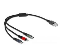 DeLOCK 87236 câble USB 0,3 m USB 2.0 USB A Micro-USB B/Lightning/Apple 30-pin Noir, Bleu, Vert, Rouge