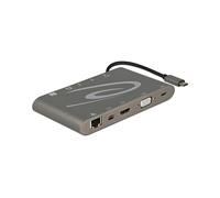 DeLOCK 87297 Dock USB 3.2 Gen 2 Type-C Gris - Lecteur SD/MicroSD, RJ-45, USB-A/C, VGA, mini DisplayPort, Compatible Windows/macOS/Android