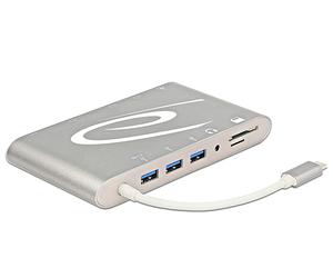 DeLOCK 87298 station d'accueil USB 3.2 Gen 1 (3.1 Gen 1) Type-C Argent