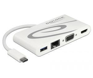 DeLOCK 87731 station d'accueil USB 3.2 Gen 1 (3.1 Gen 1) Type-C Gris, Blanc