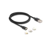 DeLOCK 88165 Câble USB 1m USB A Noir avec Adaptateur Lightning/Micro-USB B/USB-C, AWG23, 5V/3A, Connecteur Magnétique