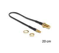 DeLOCK 88484 : Câble Coaxial RG-174 0.2m, Connecteur SMA vers TS-9, Noir, 1 pièce