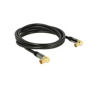 DeLOCK 88865 Câble Coaxial RG-6/U 2m IEC vers IEC Noir, Impédance 75 Ohm, Connecteurs Plaqué Or, Conditionnement Sachet