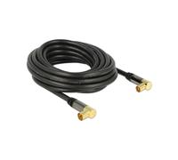 DeLOCK 88917 Câble Coaxial RG-6/U 5m IEC vers IEC Noir - Connecteurs Plaqué Or, Impédance 75 Ohm - Conditionnement Sachet Polyéthylène