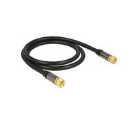 DeLOCK 88918 : Câble coaxial RG-6/U 1m, connecteurs F plaqués or, impédance 75 Ohm, noir, conditionnement individuel sous sachet.