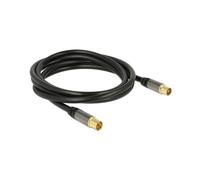 DeLOCK 88923 : Câble coaxial RG-6/U 2m, connecteurs IEC plaqués or, impédance 75 Ohm, noir - Conditionnement individuel sous sachet.