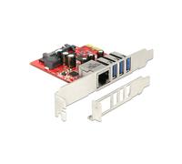 DeLOCK 89382 : Carte Réseau Interne Ethernet 5Gbps, Interface PCI Express, 1x RJ45, 3x USB 3.2 Gen 1, Chipset NEC, Compatible Windows/Linux