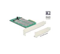 DeLOCK 89536 : Carte Adaptateur Interne M.2 vers PCIe, RAID 0/1, Transfert 6 Gbit/s, Supports Windows 7/8/10 & Linux, avec Crochets d'Élévation