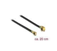 DeLOCK 89648 : Câble coaxial 1.13, 0.2m, Connecteur MHF (I-PEX) vers MHF IV/HSC MXHP32, 50 Ohm, Noir/Or
