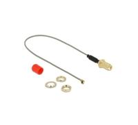 DeLOCK 89833 - Câble Coaxial 1.13, 0.2m, Connecteurs SMA (droit) vers MHF (courbe), Impédance 50 Ohm, Contacts plaqués Or, Gris