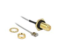 DeLOCK 89926 : Câble Coaxial 0.1m SMA vers MHF I LK, 50 Ohm, 1.13mm, Noir/Gris, Antenne, Longueur 100mm