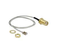 DeLOCK 89932 : Câble Coaxial 0.35m, Connecteur SMA (Droit) vers MHF I LK (Courbe), 50 Ohm, Noir/Gris, Conducteur 1.13mm