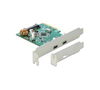 DeLOCK 90397 Carte PCIe vers 2 Ports USB 3.2 Gen 1 Type-C, Profil Bas, PCIe 3.0, Compatible Windows, avec Drivers et Manuel