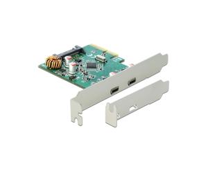 DeLOCK 90397 Carte PCIe vers 2 Ports USB 3.2 Gen 1 Type-C, Profil Bas, PCIe 3.0, Compatible Windows, avec Drivers et Manuel