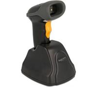 Delock 90550 Lecteur de code-barres 2D filaire 2D, 1D LED noir, orange scanner à main avec pied