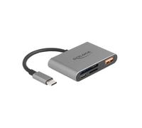 DeLOCK 91016 Lecteur Cartes Mémoire USB 2.0 Type-C Gris - Compatible MicroSD/SD - Transfert 10000 Mbit/s - Boîtier Métal - Support Windows/macOS/Linux