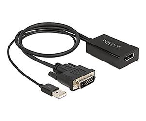 DELOCK ADAPTADOR DVI Macho A DISPLAYPORT 1.2 HEMBRA Negro 4K 50 CM