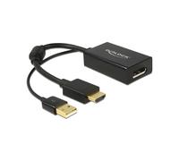 DeLOCK Adaptateur 0.254m HDMI+USB 2.0-A vers DisplayPort, Connecteurs plaqués Or, Résolution 4K (3840x2160), Support 3D, Version DisplayPort 1.2