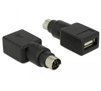DeLock Adaptateur USB 65898 – PS/2 mâle vers USB‑A femelle – Noir, acier inoxydable