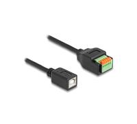 DeLOCK Adaptateur 66250 : Câble USB 2.0 Type-B Femelle vers Bornier 5-Pin avec Bouton-Poussoir, Longueur 15cm, PVC Noir
