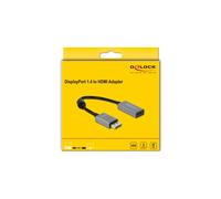 DeLOCK Adaptateur Actif DisplayPort 1.4 vers HDMI 4K 60Hz HDR, Mâle/Femelle, 0.2m, Chipset Parade PS186, 18 Gbit/s, Noir/Gris, AWG 28/32