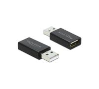 DeLOCK Adaptateur Bloqueur de Données USB 2.0 Type-A Mâle vers Type-A Femelle 2000mA - Blocage Transfert Données - 16.2x40.2x8.4mm
