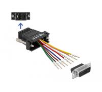 DeLOCK Adaptateur D-Sub, 15 broches males vers kit de montage RK45 femelle, noir