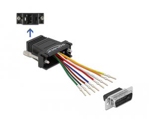 DeLOCK Adaptateur D-Sub, 15 broches males vers kit de montage RK45 femelle, noir