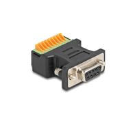 DeLOCK Adaptateur D-Sub 9 Femelle vers Bornier 9 Pins, Contacts Or, PVC Noir, Dimensions 32x34x30mm - Réf. 66559