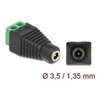 Delock Adaptateur DC 1,35 x 3,5 mm femelle > bloc terminal 2 broches, PC : accessoires, Noir, Vert