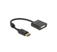 DeLOCK Adaptateur DisplayPort 1.2 mâle vers DVI femelle 4K UHD 30Hz, Conversion Active, HDCP 1.3, Chipset Parade PS171, Longueur 0.2m, Noir