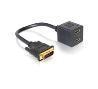 DeLOCK Adaptateur DVI-D mâle vers 2x HDMI femelle, 0.2m, Noir - Réf. 65069 - Câble DVI 25 vers 2x HDMI, Connecteurs mâle/femelle