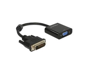 DeLOCK Adaptateur DVI-D vers VGA (D-Sub) 0.245m, Résolution 1920x1200, AWG 32, Diamètre 5.5mm, Connecteurs Mâle/Femelle, Noir