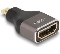 DELOCK Adaptateur HDMI Micro-D mâle vers A Bu 8K 60 Hz gris métal