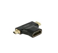 DeLOCK HDMI-A/HDMI Mini-C+ Micro-D, F/M+M Mini-HDMI + Micro-HDMI Noir