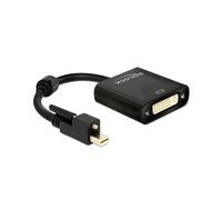 DeLOCK Adaptateur Mini DisplayPort 1.2 mâle vers DVI-I femelle, 4K UHD, conversion active, câble 0.25m, contacts or, AWG24, noir, vis de fixation