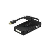DeLOCK Adaptateur Mini DisplayPort 1.2 vers VGA HDMI DVI Audio Femelle 4K Passif Noir - Interfaces DVI-I/HDMI/Mini DisplayPort/VGA - Compatible Windows/macOS/Linux