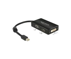 DeLOCK Adaptateur Mini DisplayPort vers VG HDMI+DVI, 0.16m, Noir, Résolution 1920x1200, Modes 1080p, Connecteur Mâle/Femelle, Type Passif