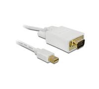 DeLOCK Adaptateur mini DisplayPort vers VGA (D-Sub) 3m, contacts plaqués or, Mâle/Mâle, Blanc, Réf. 82922