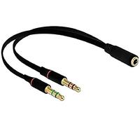Delock Adaptateur pour Casque 1 x 3,5 mm 4 Broches Femelle vers 2 x 3,5 mm 3 Broches Jack