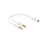 Delock Adaptateur pour casque 1 x 3,5 mm 4 broches vers 2 x 3,5 mm 3 broches