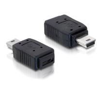 DeLock Adaptateur Prise femelle micro USB A+B vers fiche mâle USB 2.0 A, Mini-USB > Micro USB, noir, 1
