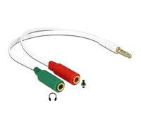 DeLOCK Adaptateur Prise Jack mâle 3,5 mm vers 2 Prises Jack Femelles 3,5 mm 4 Broches Blanc
