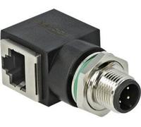 DeLOCK - Adaptateur réseau - M12 (4 broches) (M) droit à RJ-45 (F) coudé - CAT 5e - noir (66313)