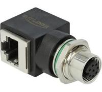 DeLOCK - Adaptateur réseau - M12 (F) 8 broches droit à RJ-45 (F) coudé - CAT 6a - noir (66314)