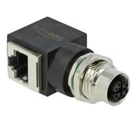 DeLOCK - Adaptateur réseau - M12 (F) 8 broches droit à RJ-45 (F) coudé - CAT 6a - noir (66316)