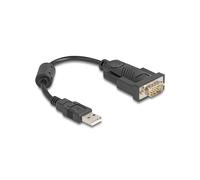 DeLOCK Adaptateur Série 64276 : Câble USB Type-A vers RS-232 Mâle, 0.25m, Noir, Chipset WCH CH343G, Blindage Magnétique, Windows/macOS/Linux
