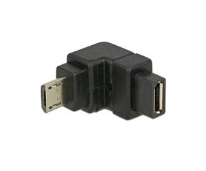 DeLOCK Adaptateur USB 2.0 Micro-B mâle / Micro-B femelle, contacts plaqués or, dimensions 24x21x13mm, noir, conditionnement sachet individuel